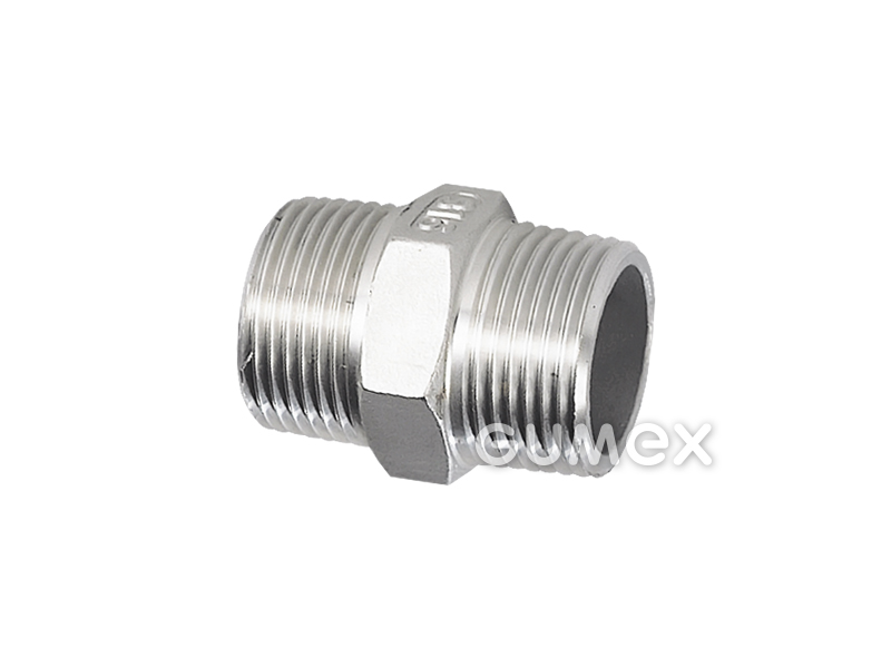 Verschraubung für Flüssigkeiten, Außengewinde G 1/2" - Außengewinde G 1/2", 20bar, Edelstahl, 